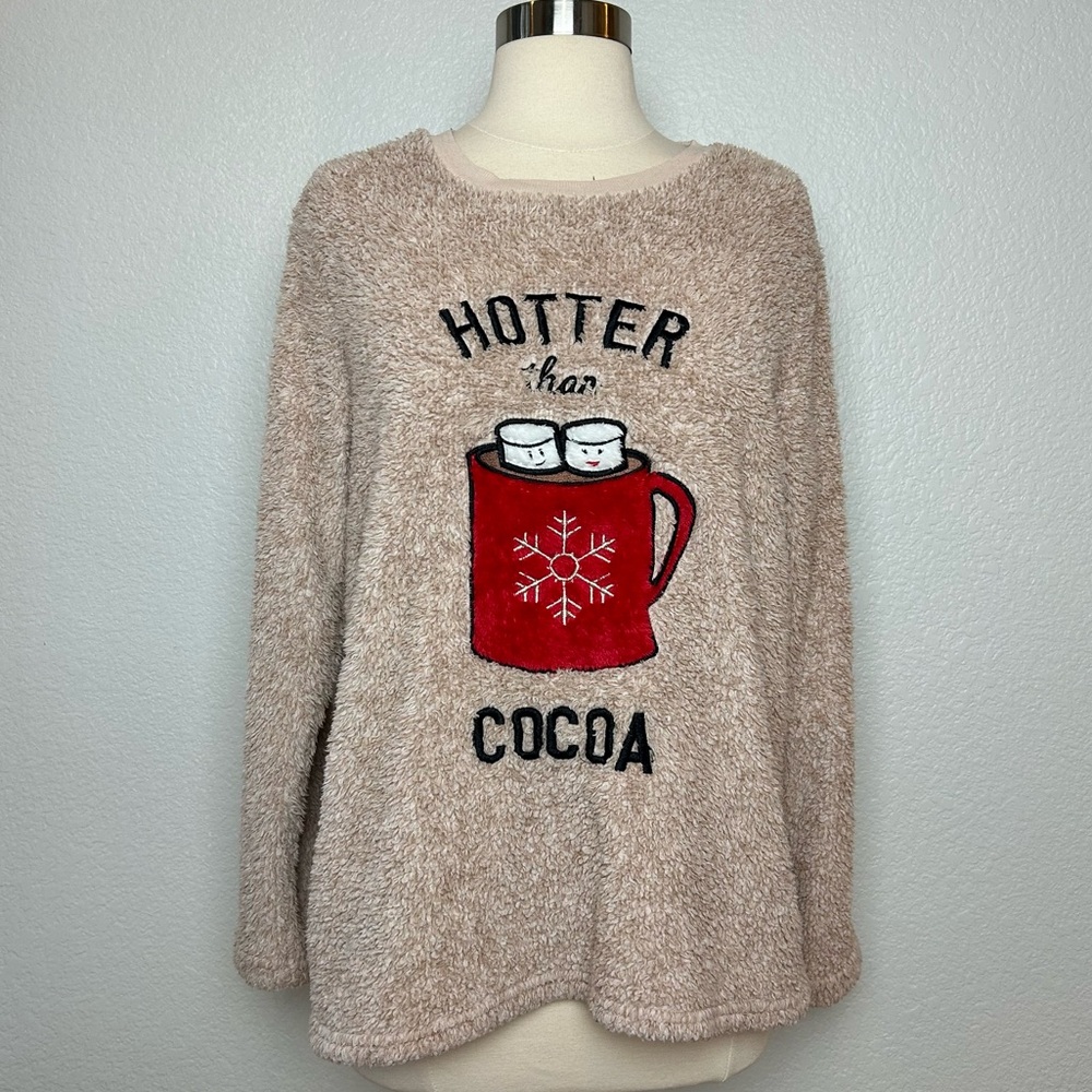 Secret Treasures Sleepwear Women's M Soft Fleece Sweatshirt HOTTER THAN COCOA